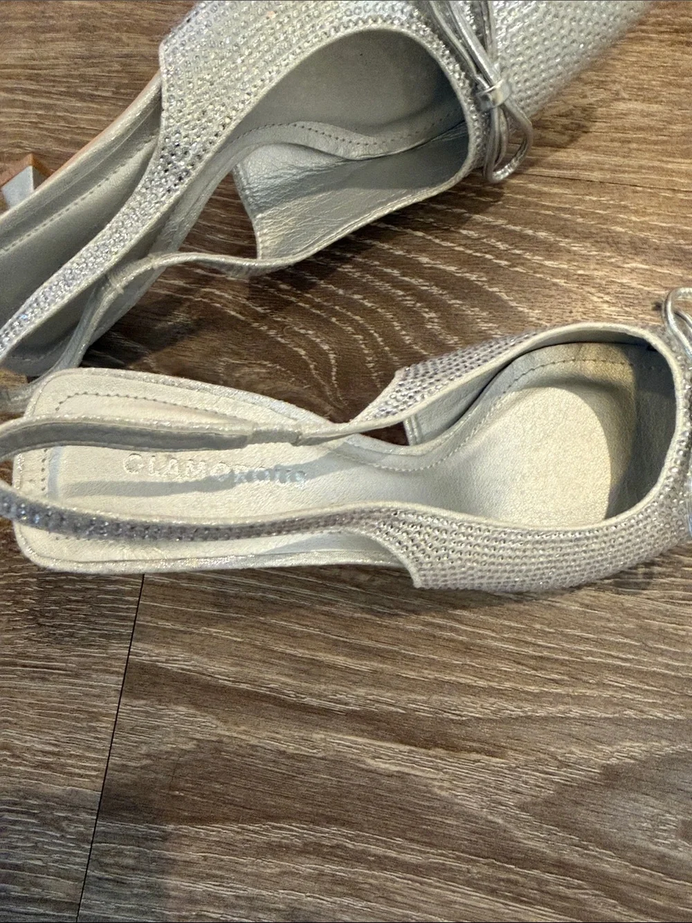 Glamorous Silver Pointed Slingback Heels with Bow Accent